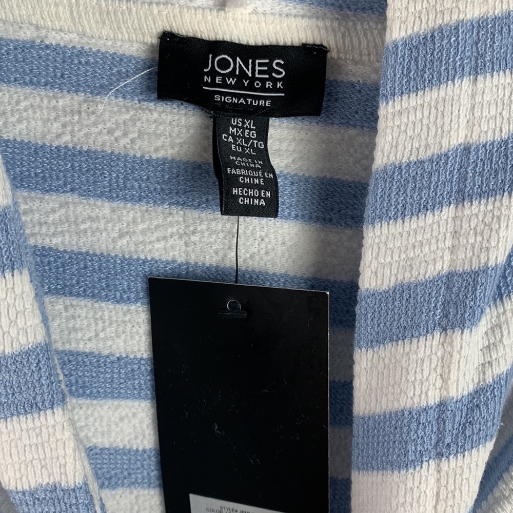 Jones New York French Terry Relaxed Fit Striped Hoodie NEW! - Picture 4 of 8